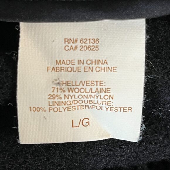 GUESS BY MARCIANO Black Drape Wool Blend Jacket Womens L Open Front Overcoat - Picture 5 of 6